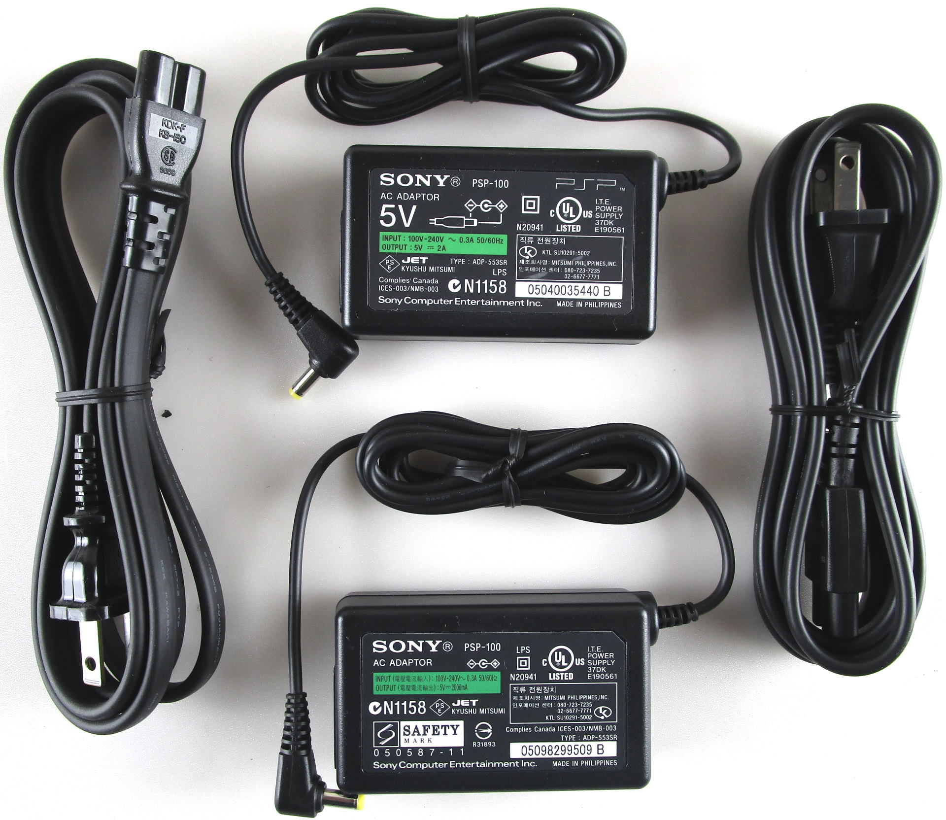 Tvparts Ca Sony 2x Ac Power Adapter Supply Sony Psp 100 Adp 553sr Original With Cord